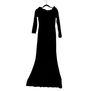 Commense Black‎ Long Maxi Dress Sheer Waist Sleeves Women Size Large NWT